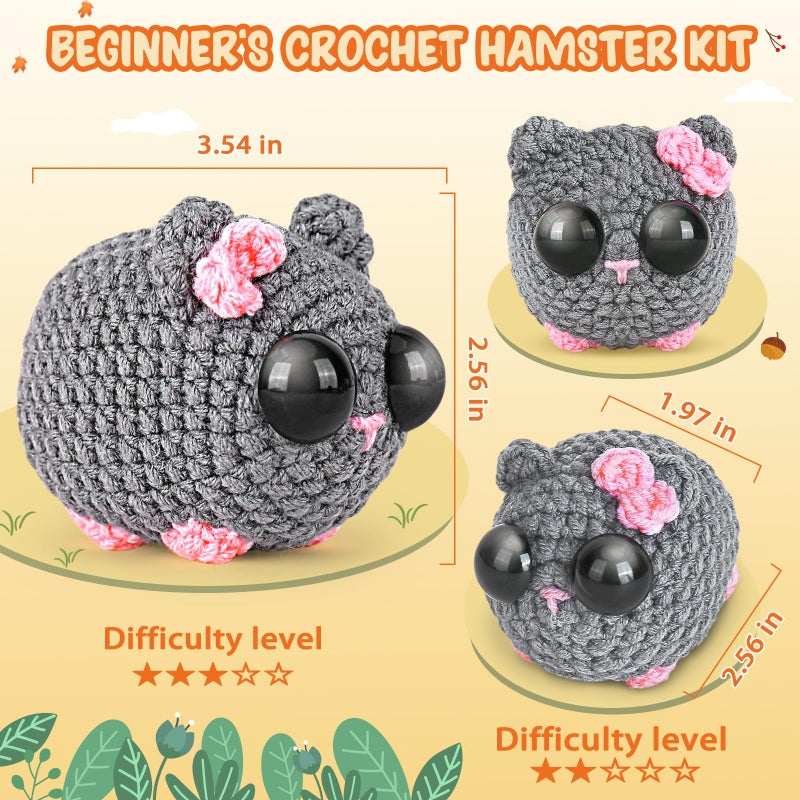 Crochetta Crochet Kit for Beginners, Beginner Crochet Kit for Adults with Step-by-Step Video Tutorials, DIY Crochet Animal Kits Knitting Supplies - Image 3