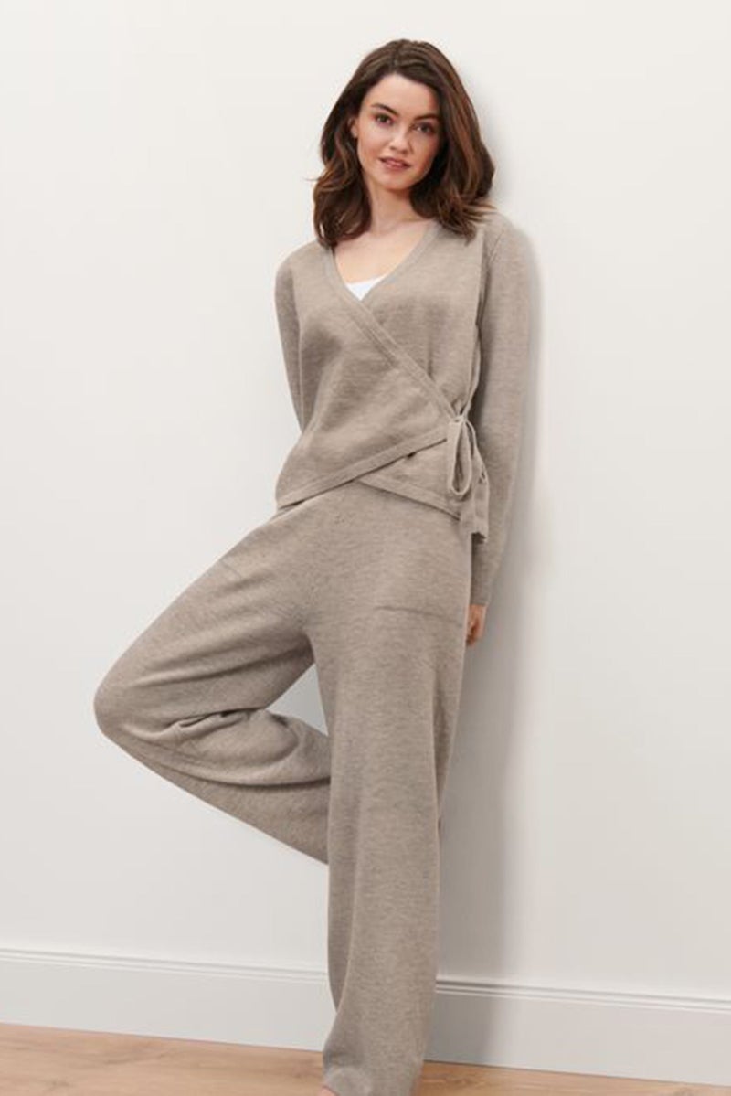 Tchibo Women Textured Long Sleeve Lounge Jacket, Taupe - Image 1