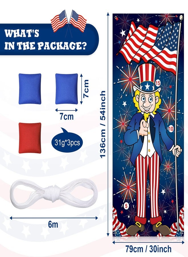 Skylety Patriotic Bean Bag Toss Game Party Favor USA Fourth of July Hanging Toss Game Banner Photo Prop with 3 Bean Bags for Independence Day Supplies - Image 2
