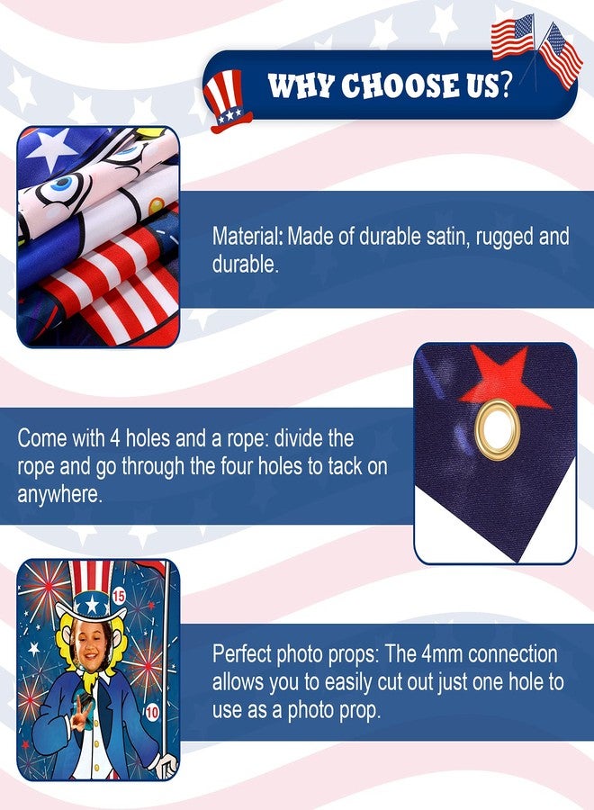 Skylety Patriotic Bean Bag Toss Game Party Favor USA Fourth of July Hanging Toss Game Banner Photo Prop with 3 Bean Bags for Independence Day Supplies - Image 3