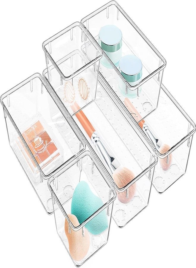 NHD Drawer Organizer Set, Acrylic Drawer Storage Trays, Storage Bins for Makeup, Cosmetics, Jewelries, Utensils, Gadgets, Office (Baby Pink, 9 pcs)