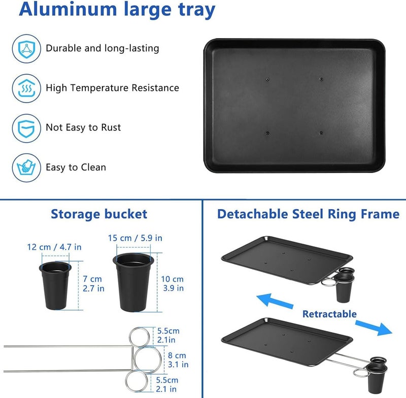 Salon Tray Cart with Storage Platform, Aluminum Tattoo Tray with Wheels Trolley Adjustable Height, Salon Tray Equipment Service Instrument Storage Tray Accessory for Salon & Spa Use, Black - Image 3