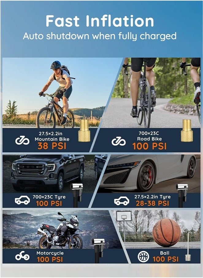 Britzgo Digital Car Tyre Inflator Air Compressor, Portable Tyre Inflator with Auto Stop and LED Light 12V Fast Portable Air Pump 150PSI Strong Cordless Air Pump Trucks - Image 3