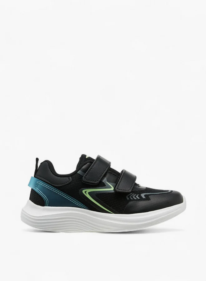 Dash Panelled Sports Shoes with Hook and Loop Closure