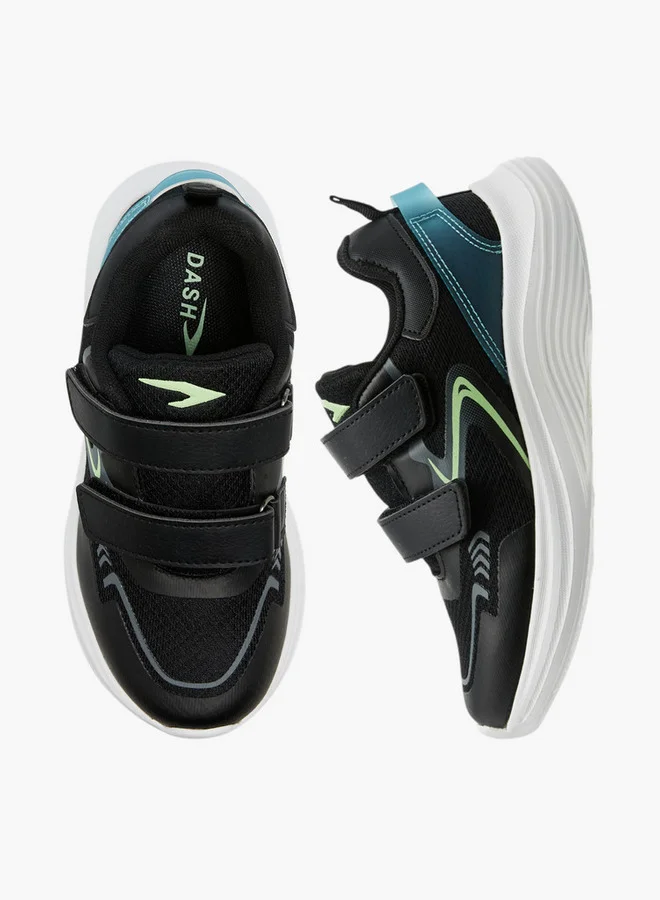 Dash Panelled Sports Shoes with Hook and Loop Closure