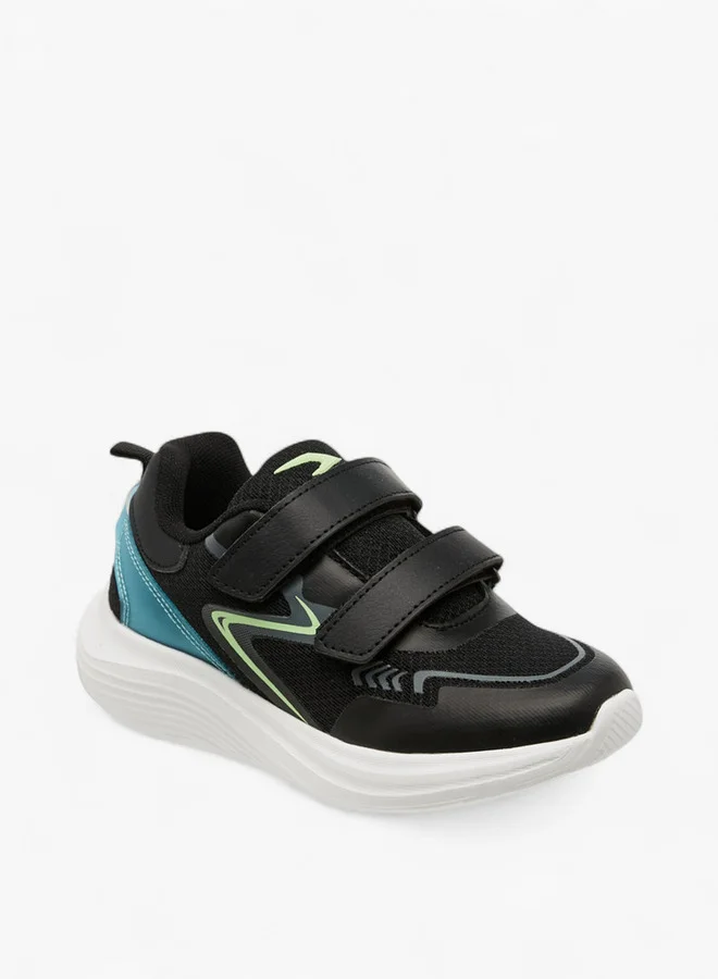 Dash Panelled Sports Shoes with Hook and Loop Closure