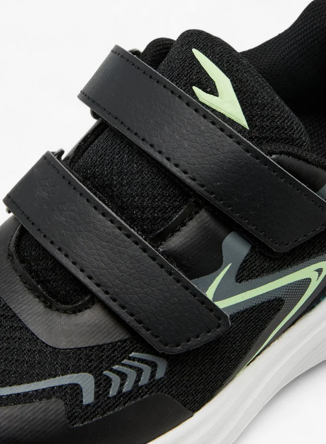 Dash Panelled Sports Shoes with Hook and Loop Closure