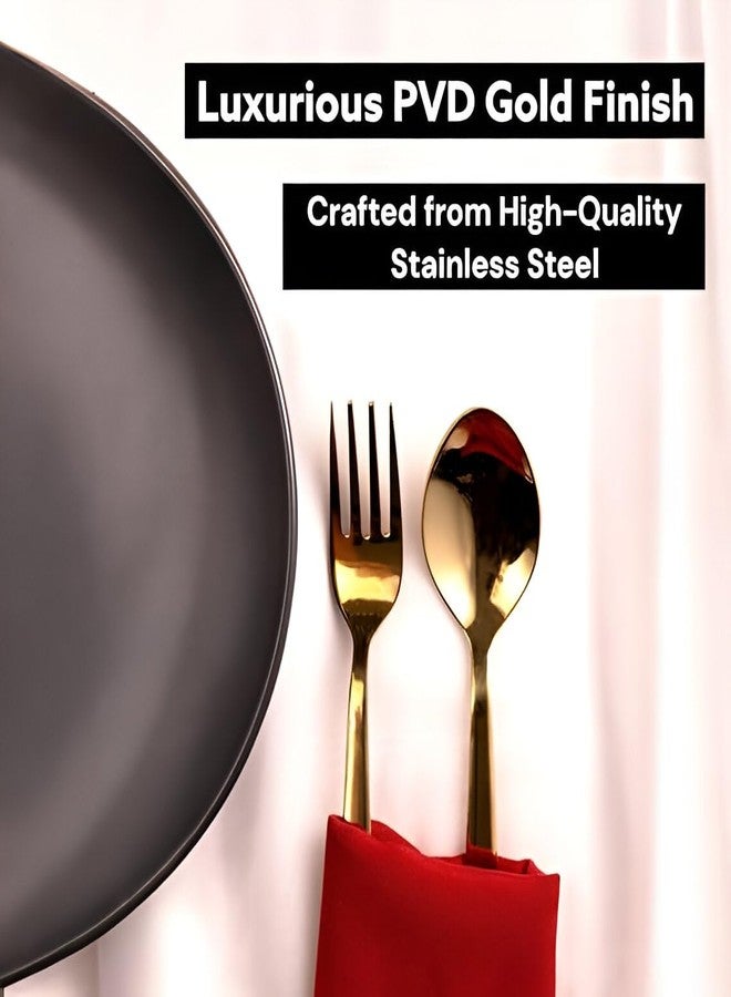 EvoFlex Premium Dinner Baby Fork16.5cm, PVD Gold Finish Set, Stainless Steel,Golden Forks Set of 6, Forks Cutlery for Home & Kitchen, Luxury Dining Tableware Gift for House Warming, Gold Dinner Forks - Image 3
