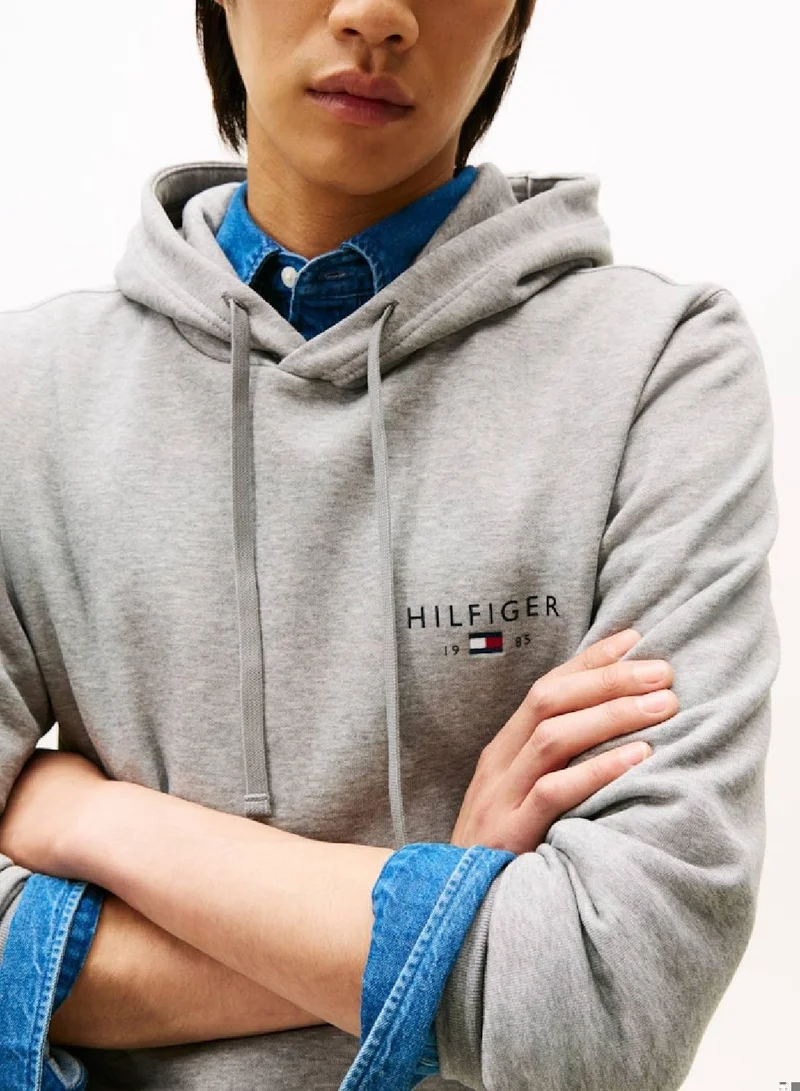 Tommy Hilfiger Medium Grey Heather Regular Fit Hoodie for Men | Best Price UAE