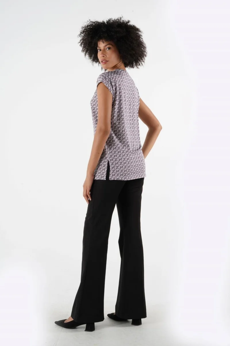 Alexander Gardi Slit Patterned Blouse (B24-1659)
