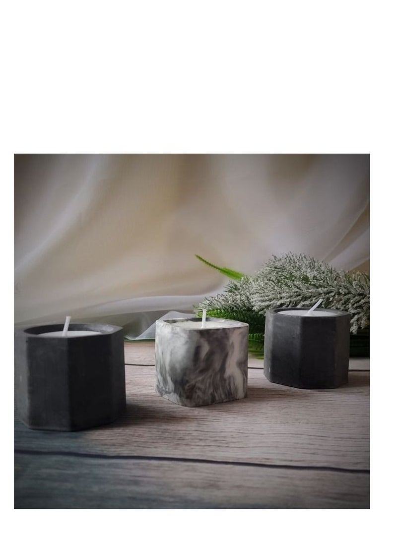 Candle concrete pots /lavender scanted candles /3 pieces