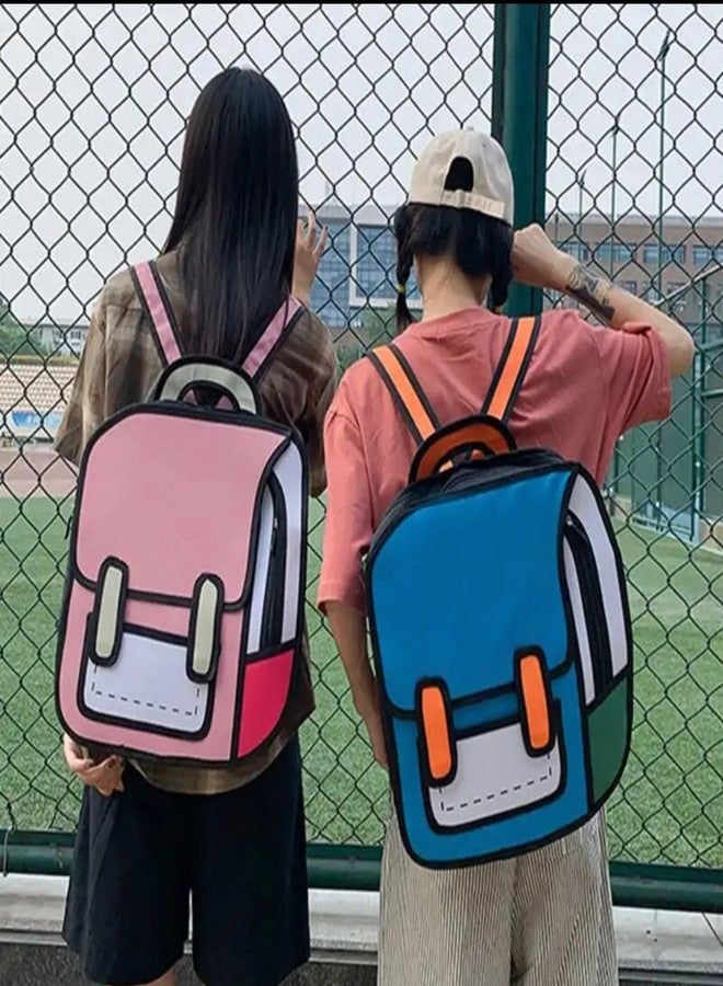 AG E-Com Girls School Backpack,2D Drawing 3D Jump Style Cartoon School Bag Fashion Creative Backpack(Multi Color) - Image 5