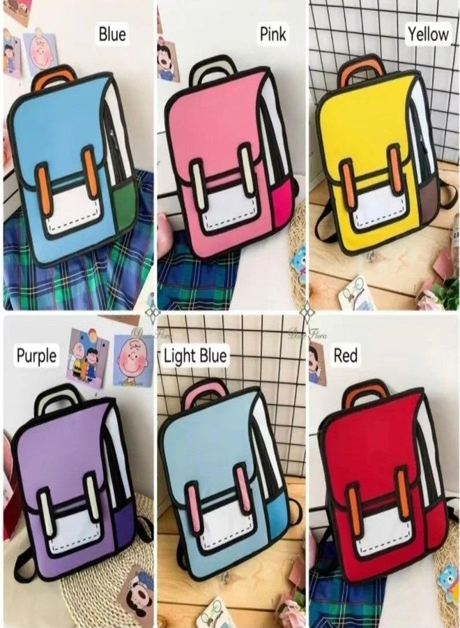 AG E-Com Girls School Backpack,2D Drawing 3D Jump Style Cartoon School Bag Fashion Creative Backpack(Multi Color) - Image 3