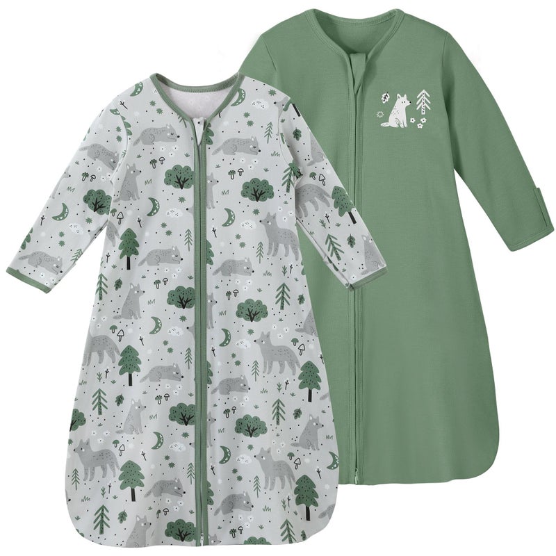 YOOFOSS Yoofoss Baby Sleep Sack 1218 Months Long Sleeve Wearable Blanket Baby 100 Organic Cotton 2Way Zipper 05 Tog Toddler Sleeping Sack LightweightLarge