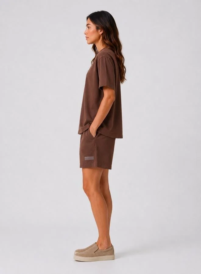 Ashita Fernandes  Future Oversized Tee in Deep Cocoa Brown for Women | Best Price UAE