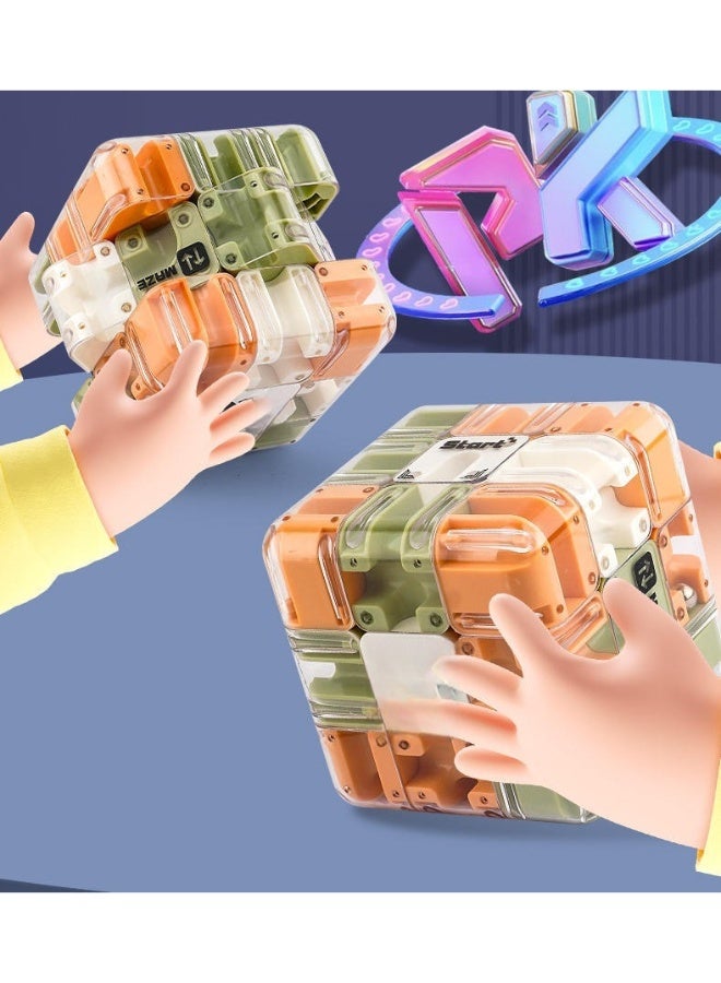 إم مياويان مكعب متاهة ثلاثي الأبعاد شفاف بلون وردي للأطفال والكبار – لعبة تعليمية لتنمية الذكاء - Image 4