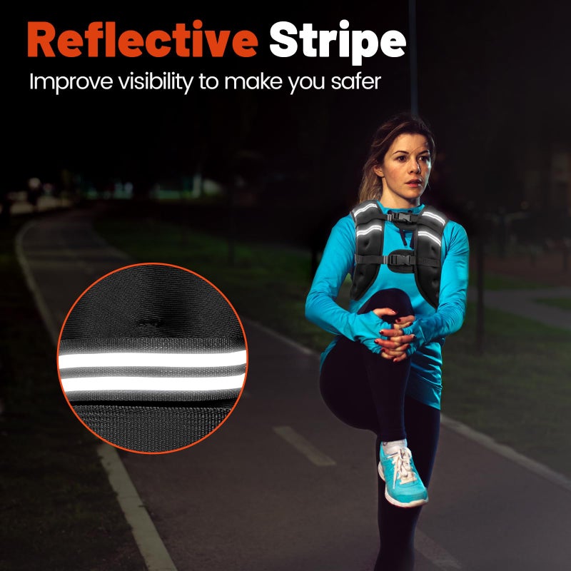Poudee Weighted Vest, 12LB Weight Vest for Men Women, Body Weight Vests Adjustable with Reflective Stripe for Strength Training, Running, Training Workout, Jogging, Walking - 12LB - Image 3