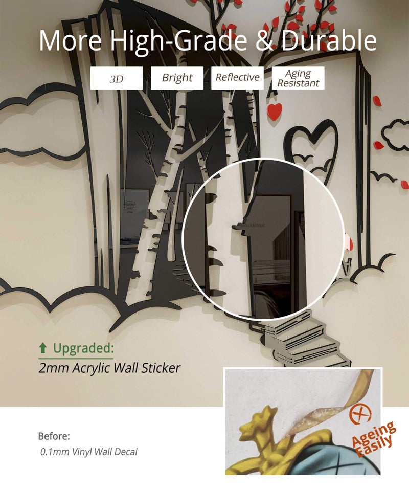 DecorSmart DecorSmart Alice in Wonderland Decorations Wall Decor for Bedroom with Stairs of Books  Trees and Ace of Hearts  Mad Hatters Tea Party Removable DIY Acrylic Wall Stickers Decorations - Image 3