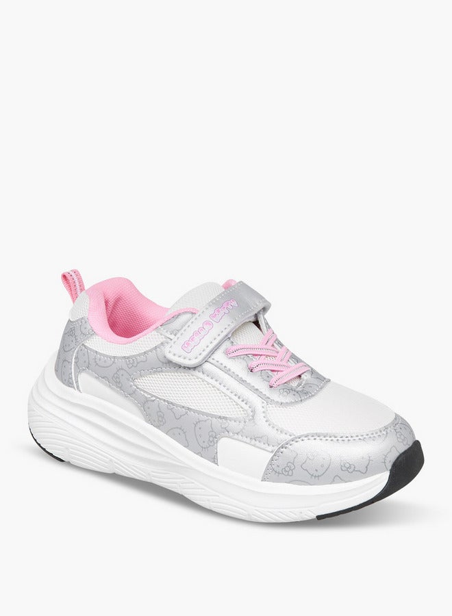 Hello Kitty Printed Sneakers with Hook and Loop Closure - Image 2