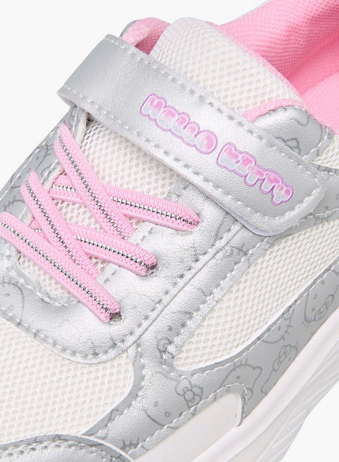 Hello Kitty Printed Sneakers with Hook and Loop Closure - Image 5