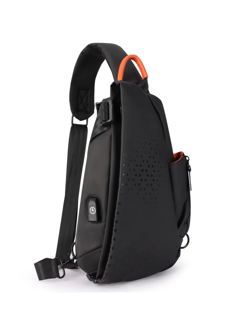 KASTWAVE Anti-Theft Crossbody Sling Bag for Men Women,Small Backpack One Shoulder Bag, Chest Bag Sling Backpack Water Resistant(Black) - Image 1