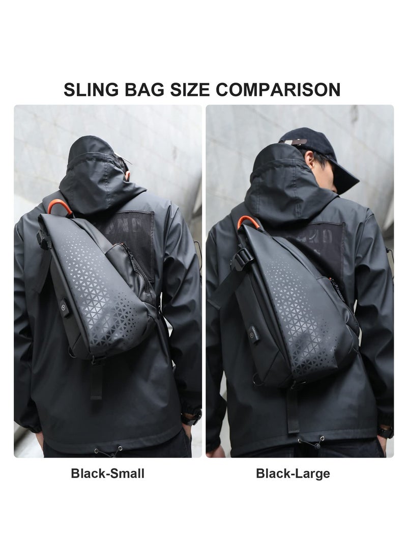 KASTWAVE Anti-Theft Crossbody Sling Bag for Men Women,Small Backpack One Shoulder Bag, Chest Bag Sling Backpack Water Resistant(Black) - Image 2