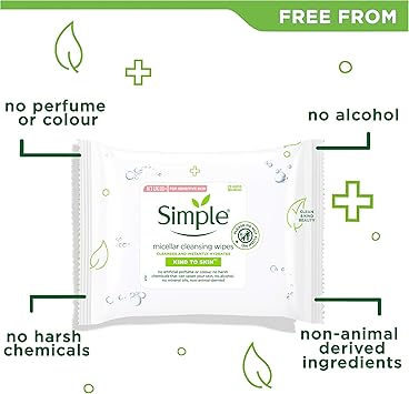 Simple Kind to Skin Micellar Cleansing Wipes 25 Face Wipes Pack of 6 150 Wipes total - Image 3