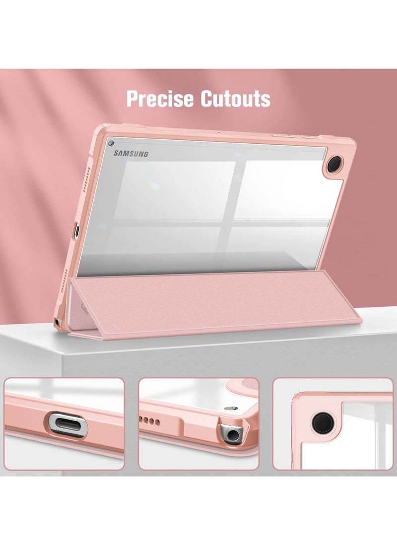 Generic - Case Samsung Galaxy Tab A8 10.5 Inch (SM X200/X205/X207) Clear Shockproof Back Cover Built-in Pencil Holder Auto Sleep/Wake (pink) - Image 1