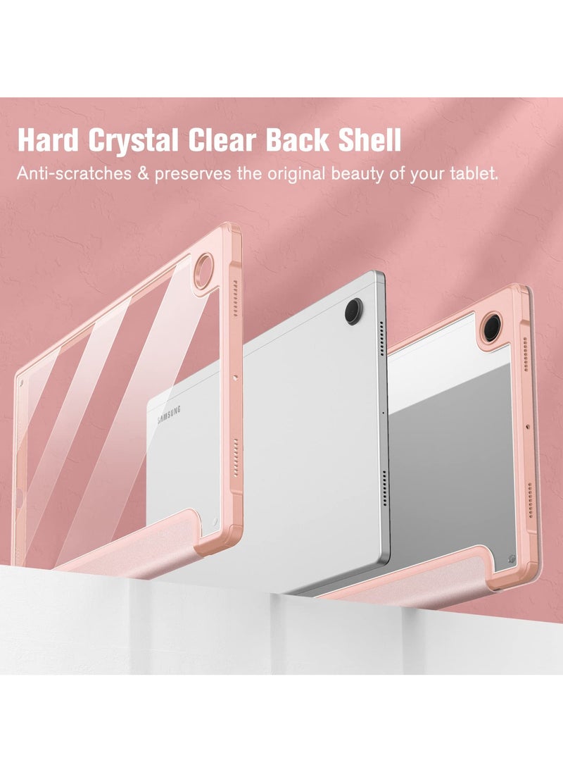 Generic - Case Samsung Galaxy Tab A8 10.5 Inch (SM X200/X205/X207) Clear Shockproof Back Cover Built-in Pencil Holder Auto Sleep/Wake (pink) - Image 1