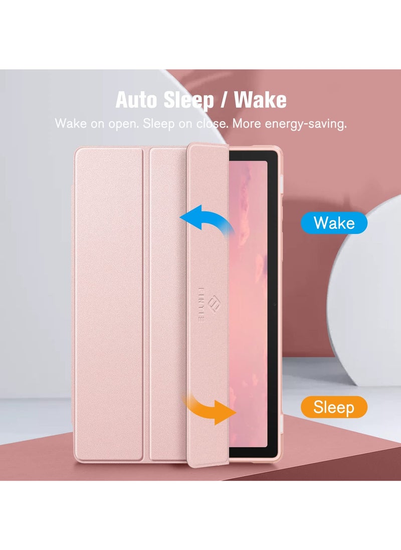 Generic - Case Samsung Galaxy Tab A8 10.5 Inch (SM X200/X205/X207) Clear Shockproof Back Cover Built-in Pencil Holder Auto Sleep/Wake (pink) - Image 1
