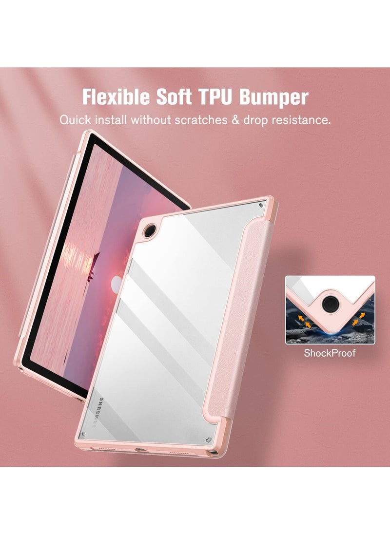 Generic - Case Samsung Galaxy Tab A8 10.5 Inch (SM X200/X205/X207) Clear Shockproof Back Cover Built-in Pencil Holder Auto Sleep/Wake (pink) - Image 1