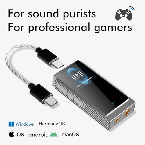 SHANLING UA6 Portable Headphone Amplifier, USB DAC Amp, CS43131x4 DAC, 768kHz/32bit DSD512, 1.3IN Display, for Android/iOS/Mac/Windows, 3.5/4.4mm/SPDIF Output, Up to 361mW@32Ω Output (Grey) - Image 2