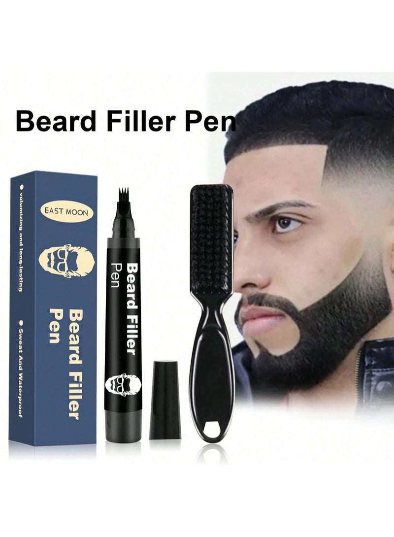 East Moon Beard filler pen - easily create a natural beard and hairline; beard filler and styling pen; waterproof and sweatproof; black - Image 1