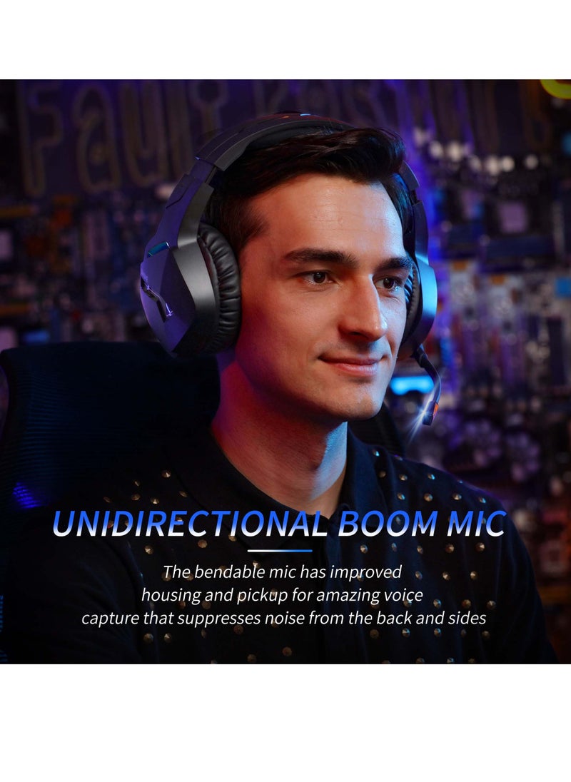 BINNUNE - Wireless Gaming Headset with Noise Cancelling Microphone for PC PS4 PS5, 2.4G Headset with Mic for Laptop Computer - Image 1