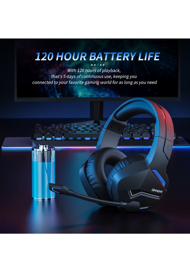 BINNUNE - Wireless Gaming Headset with Noise Cancelling Microphone for PC PS4 PS5, 2.4G Headset with Mic for Laptop Computer - Image 1