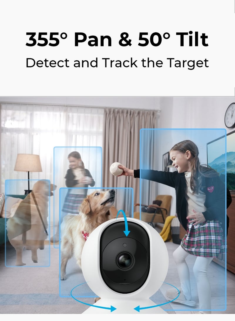 reolink Indoor 2K Pan-Tilt Security Camera, 4MP Plug-in Pet Camera with 2.4/5GHz WiFi, 360° Baby/Dog Monitor, Person/Pet Detection, Night Vision, 2 Way Audio, E1 Pro - Image 4