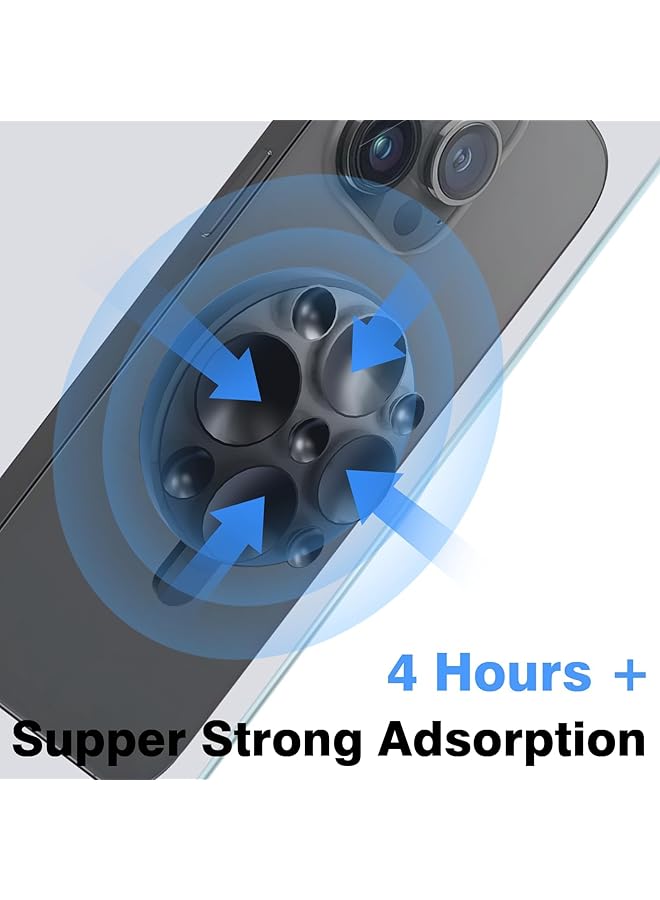 KASTWAVE Magnetic Suction Cup Phone Mount, 20Mm Sticky Phone Grip Holder, Silicone Adhesive Mount For With Metal Ring, Hands-Free For Makeup, Shower, Tiktok, Selfie Video, Black - Image 2