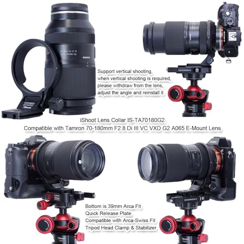 iShoot Tripod Mount Ring Lens Collar Compatible with Tamron 70-180mm f/2.8 Di III VC VXD G2 A065 E-Mount, Support Holder Bracket Arca-Swiss Fit Quick Release Plate for Arca Fit Head Clamp & Stabilizer - Image 5