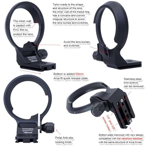 iShoot Tripod Mount Ring Lens Collar Compatible with Tamron 70-180mm f/2.8 Di III VC VXD G2 A065 E-Mount, Support Holder Bracket Arca-Swiss Fit Quick Release Plate for Arca Fit Head Clamp & Stabilizer - Image 3