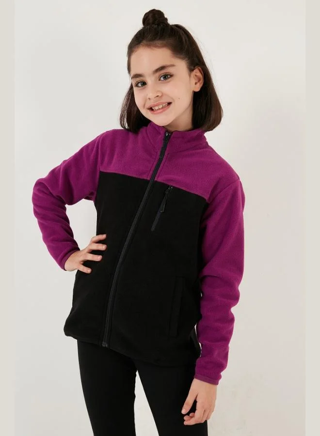 Lela Lela Soft Texture Zippered Color Block Stand Collar Pocket 2-Pack Cardigan Polar Kids POLAR 5905001S2