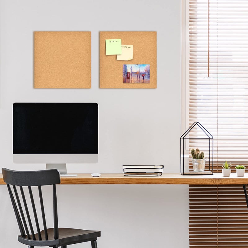 Aitakatta 8x8 inches Mini Cork Board Tiles Bulletin Board, 1/5" Thick Small Square Cork Boards for Walls, Self-Adhesive Cork Tiles for Home, Office, School, Bulletin Board Decorations(5mm,2pc) - Image 3