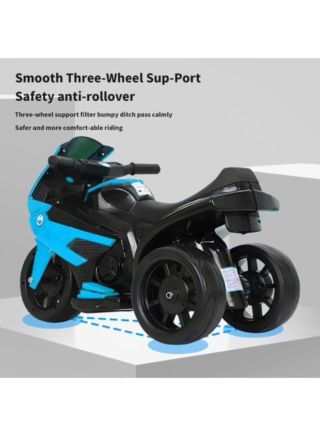 AS 6V Battery Powered Kids Electric Motorcycle with LED Headlights, Music, Pedal, Spring Suspension System, 3 Wheels, Gift for Boys and Girls - Image 3