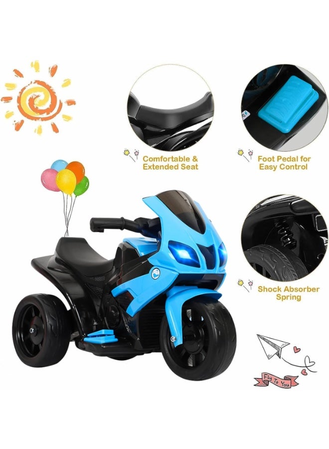 AS 6V Battery Powered Kids Electric Motorcycle with LED Headlights, Music, Pedal, Spring Suspension System, 3 Wheels, Gift for Boys and Girls - Image 5
