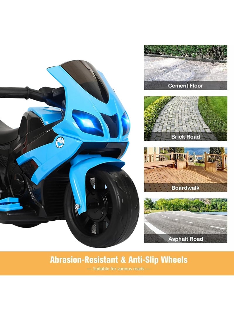 AS 6V Battery Powered Kids Electric Motorcycle with LED Headlights, Music, Pedal, Spring Suspension System, 3 Wheels, Gift for Boys and Girls - Image 4