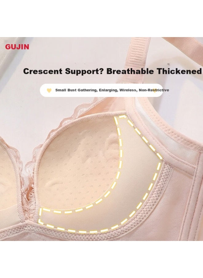 Gujin Luxury Satin Small Bust Push-up Bra Women Non-empty Cup Lift Anti-sagging Side Breast Collection Lace Bra - Image 4