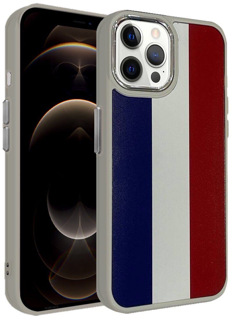 For iPhone 12 Pro Max Case Hard PC Protective Cover – Slim Shockproof Back Cover with Raised edges Camera Protection - France Flag Titanium - Image 1