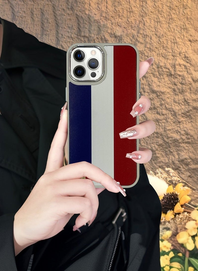 For iPhone 12 Pro Max Case Hard PC Protective Cover – Slim Shockproof Back Cover with Raised edges Camera Protection - France Flag Titanium - Image 2