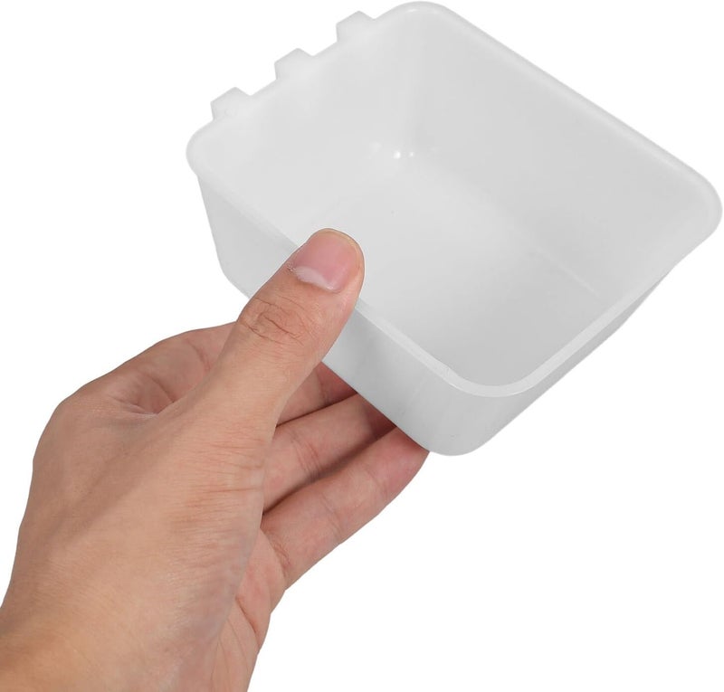 BESTonZON 8pcs Poultry Watering Cups and Parrot Feeder Dish Cups White Plastic 12.5x9.5x6cm Hanging Bird Cage Feeders for Small Birds and Chickens - Image 3