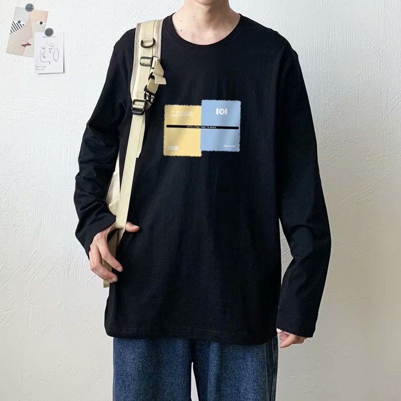 Spring and autumn men's long sleeve T-shirt 2025 super fire Korean fashion printing handsome men's base shirt a generation of hair - Image 2