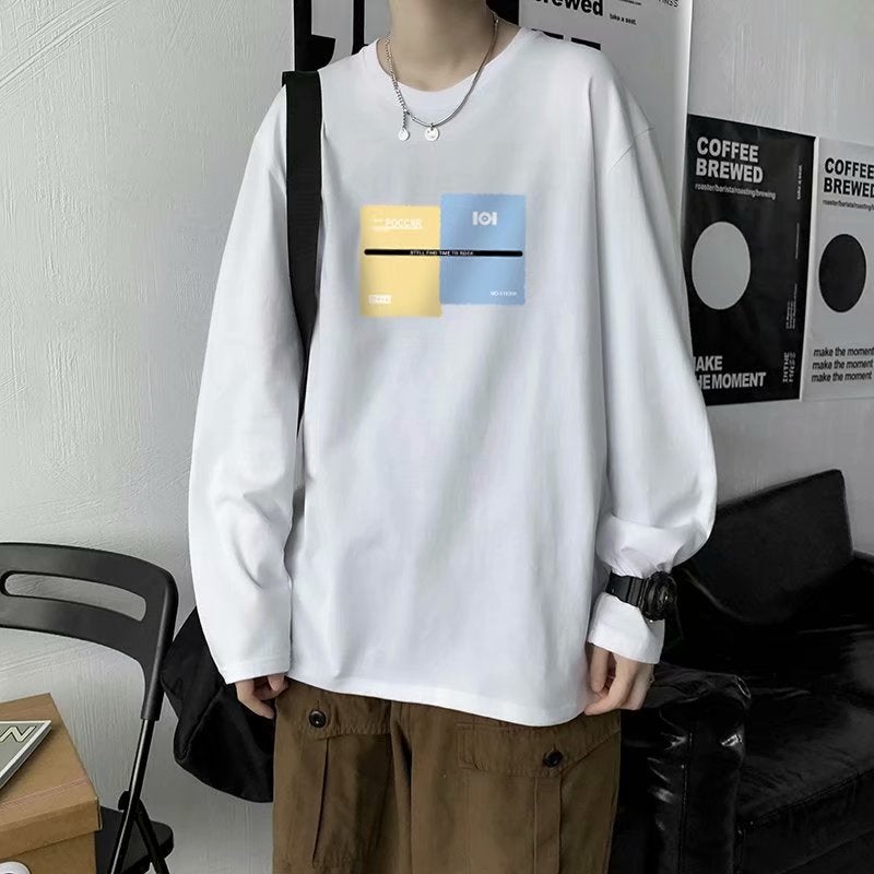 Spring and autumn men's long sleeve T-shirt 2025 super fire Korean fashion printing handsome men's base shirt a generation of hair - Image 4
